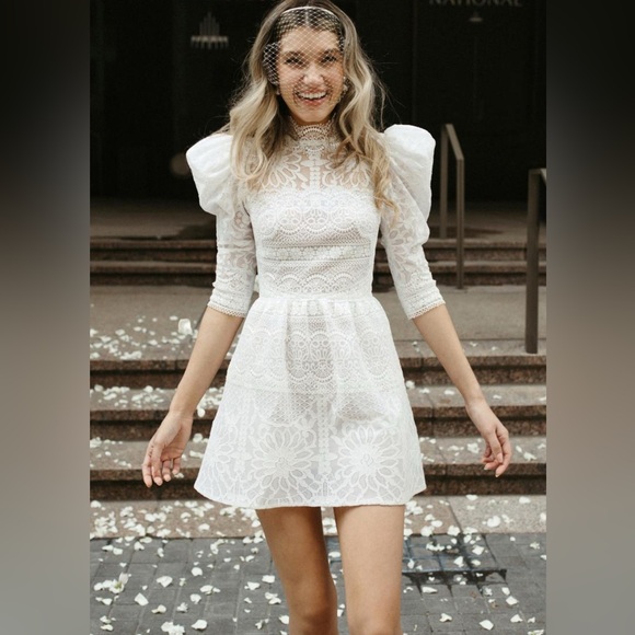 NWT By Watters BHLDN Bridal White Lace Mini Dress